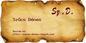 Szűcs Dénes névjegykártya