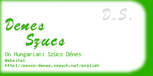 denes szucs business card