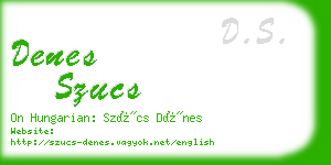 denes szucs business card